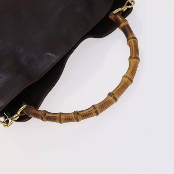 GUCCI Bamboo Hand Bag Leather Brown Gold 001 1705 001 1705 - Picture 7 of 16